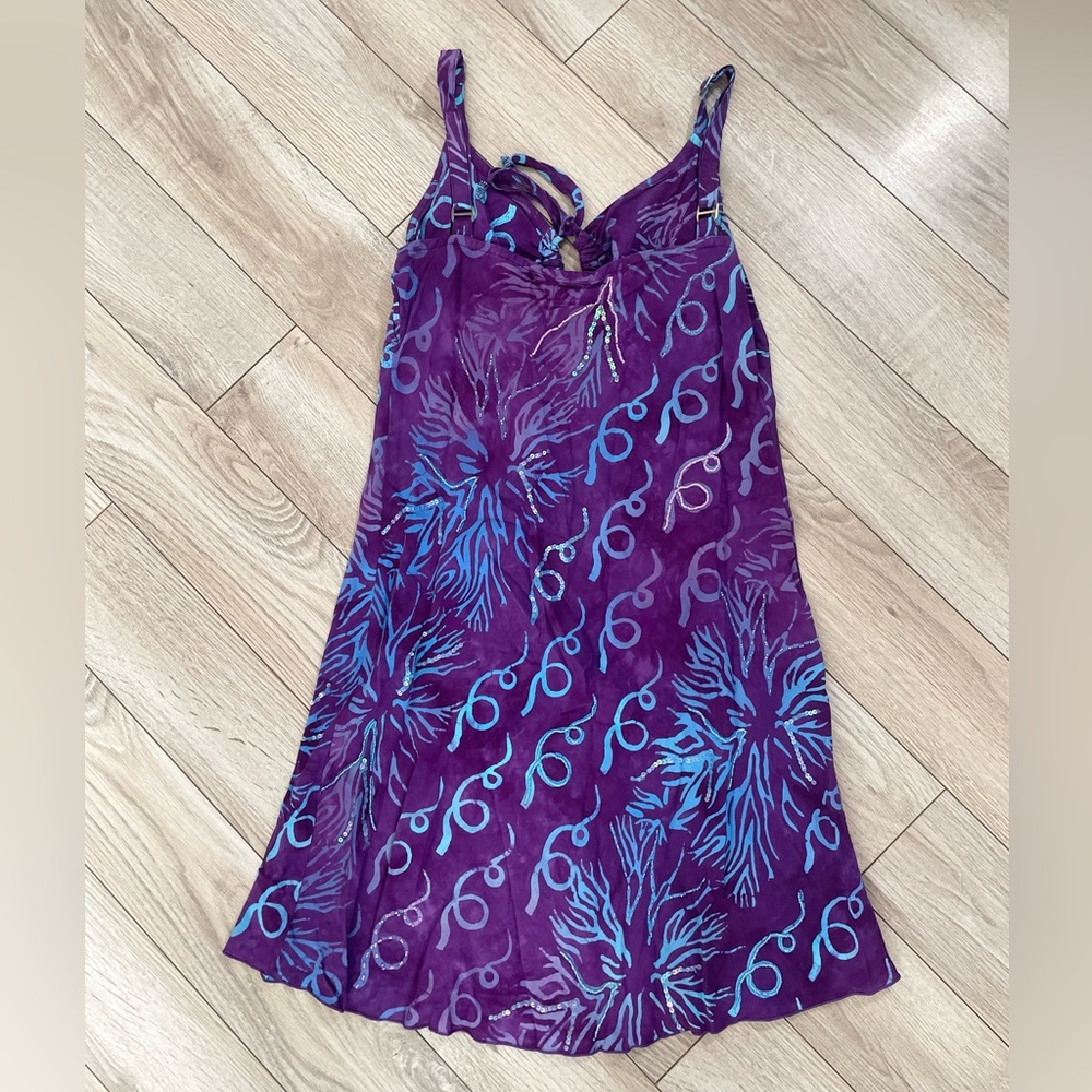 Tropical Tantrum vibrant purple and blue coral print mini dress size Medium - Picture 4 of 8